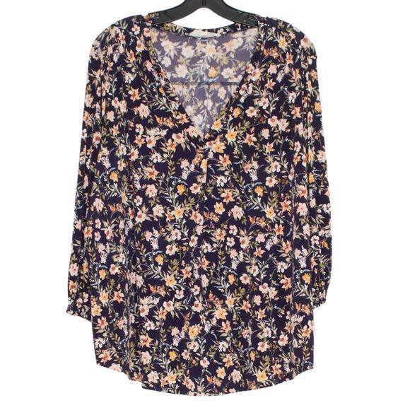 Vince Camuto Top 3/4 Sleeve Cottage Boho Prairie Romantic Academia Floral XXL - Picture 1 of 5